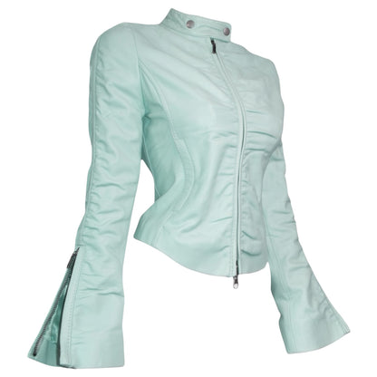 + Mint drapery leather jacket +