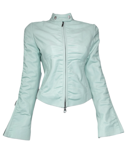 + Mint drapery leather jacket +