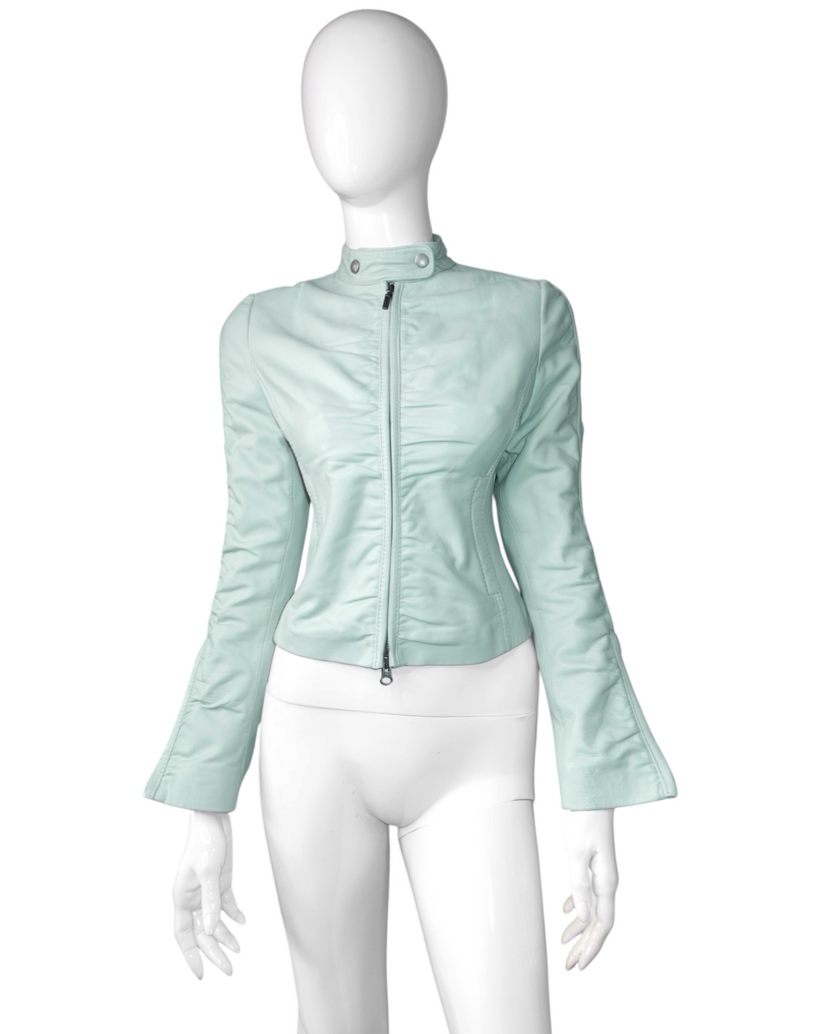 + Mint drapery leather jacket +