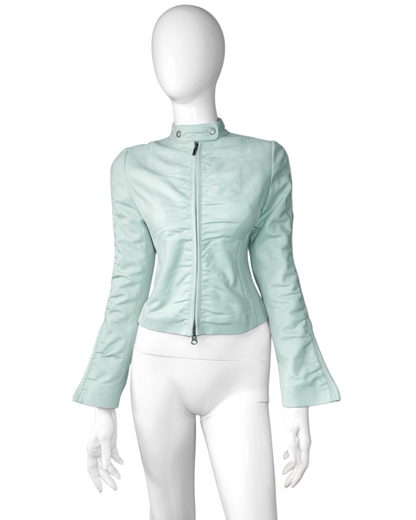 + Mint drapery leather jacket +
