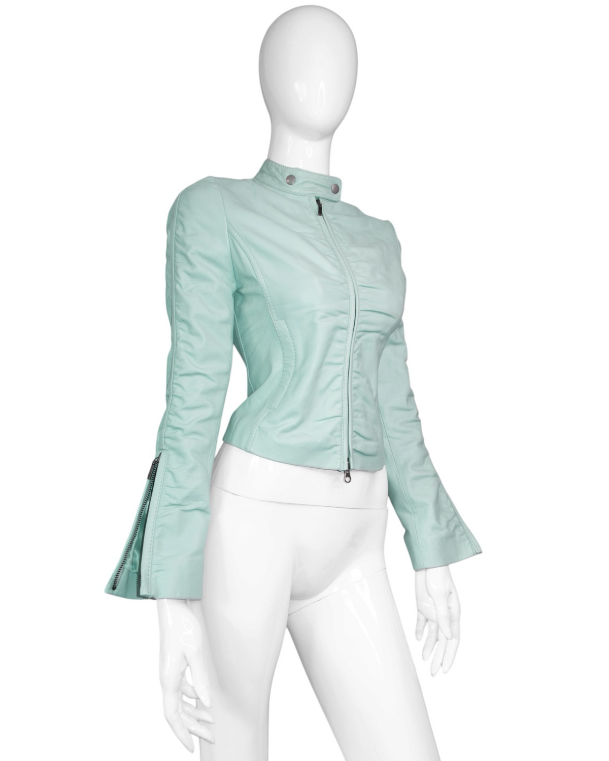 + Mint drapery leather jacket +