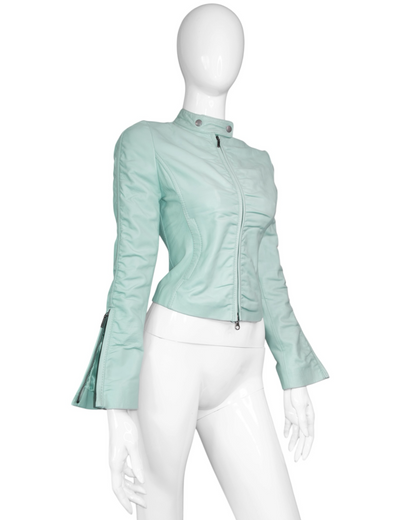 + Mint drapery leather jacket +