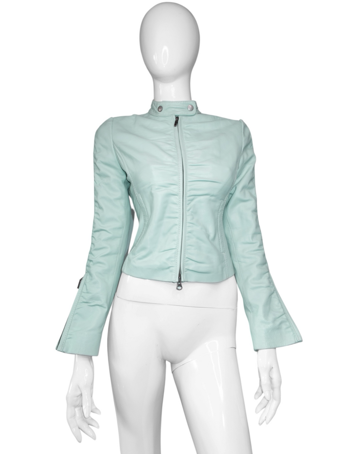 + Mint drapery leather jacket +