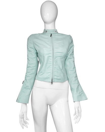+ Mint drapery leather jacket +