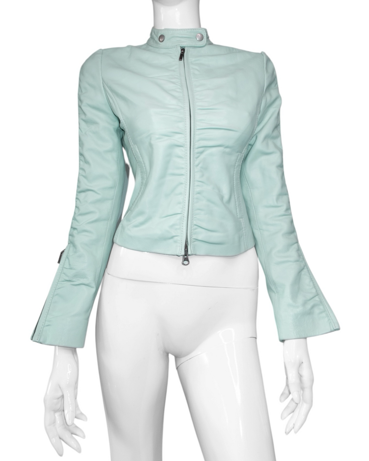 + Mint drapery leather jacket +