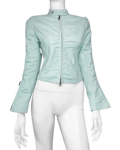 + Mint drapery leather jacket +