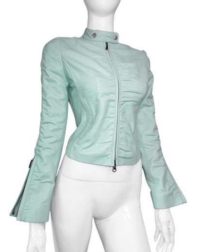 + Mint drapery leather jacket +