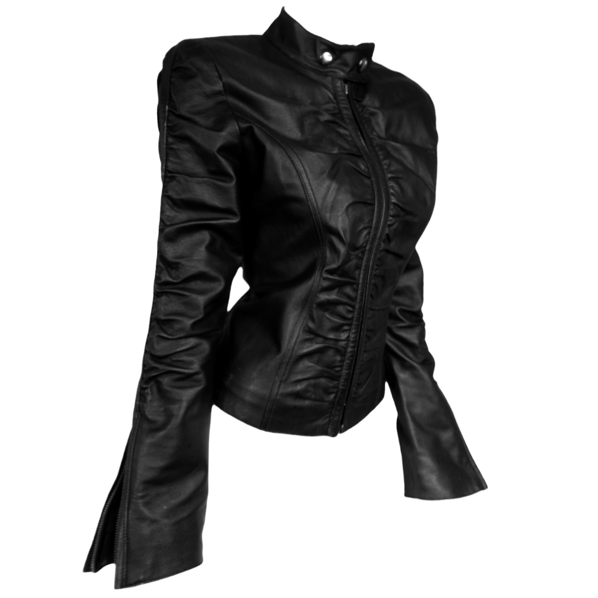 + Leather drapery jacket +