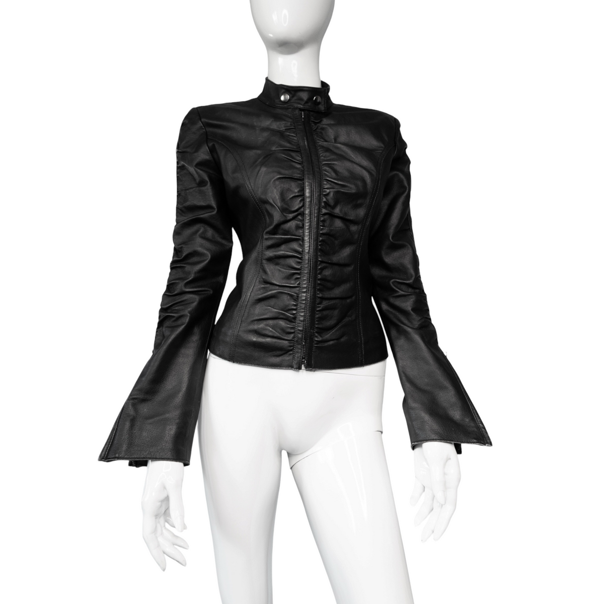 + Leather drapery jacket +