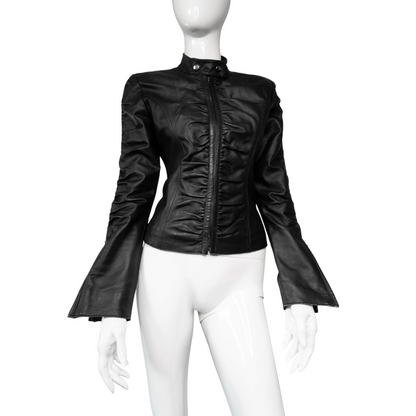 + Leather drapery jacket +