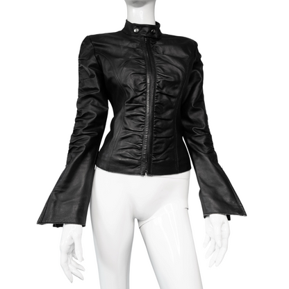 + Leather drapery jacket +