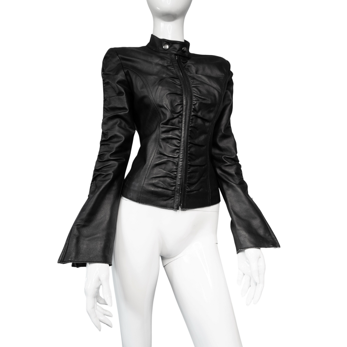+ Leather drapery jacket +