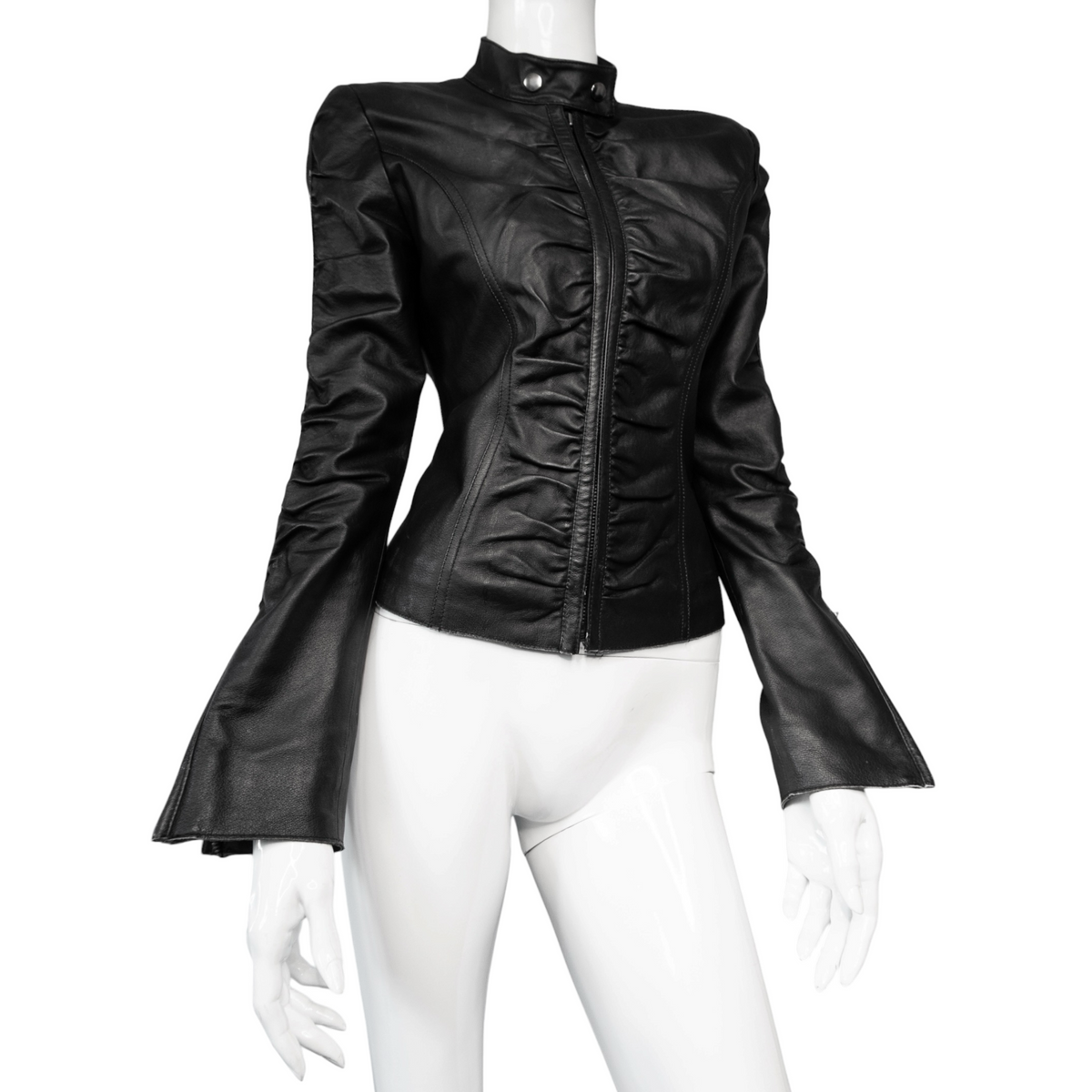 + Leather drapery jacket +