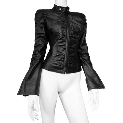+ Leather drapery jacket +