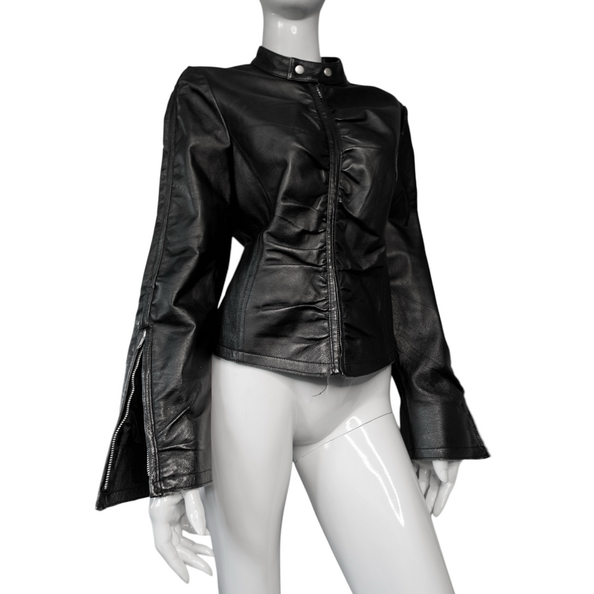 + Genuine Leather drapery jacket size L +