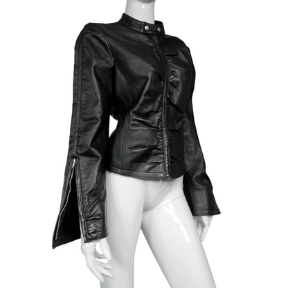 + Genuine Leather drapery jacket size L +