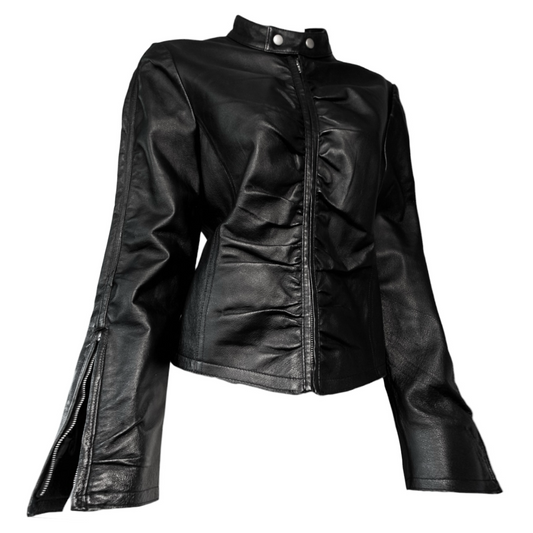 + Genuine Leather drapery jacket size L +