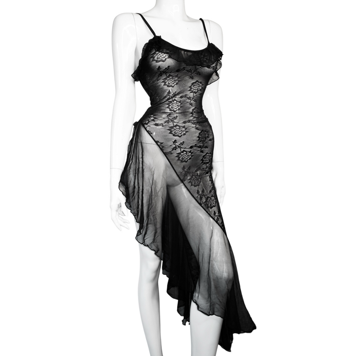 + Asymmetrical lace dress +