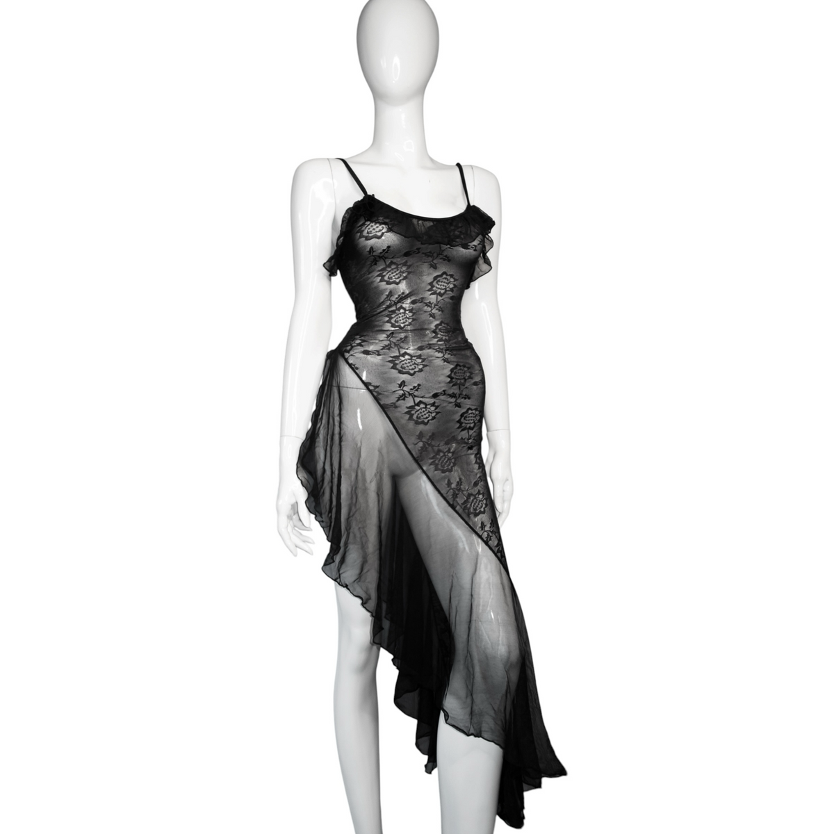 + Asymmetrical lace dress +