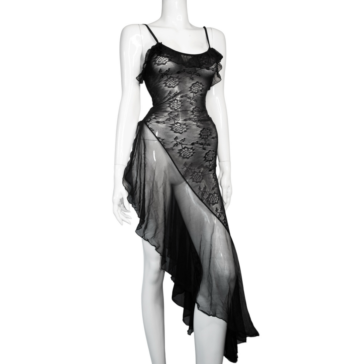 + Asymmetrical lace dress +