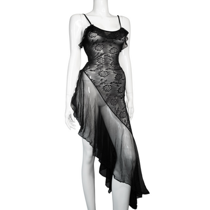 + Asymmetrical lace dress +