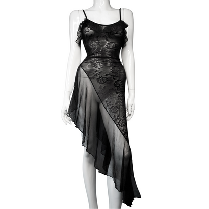 + Asymmetrical lace dress +