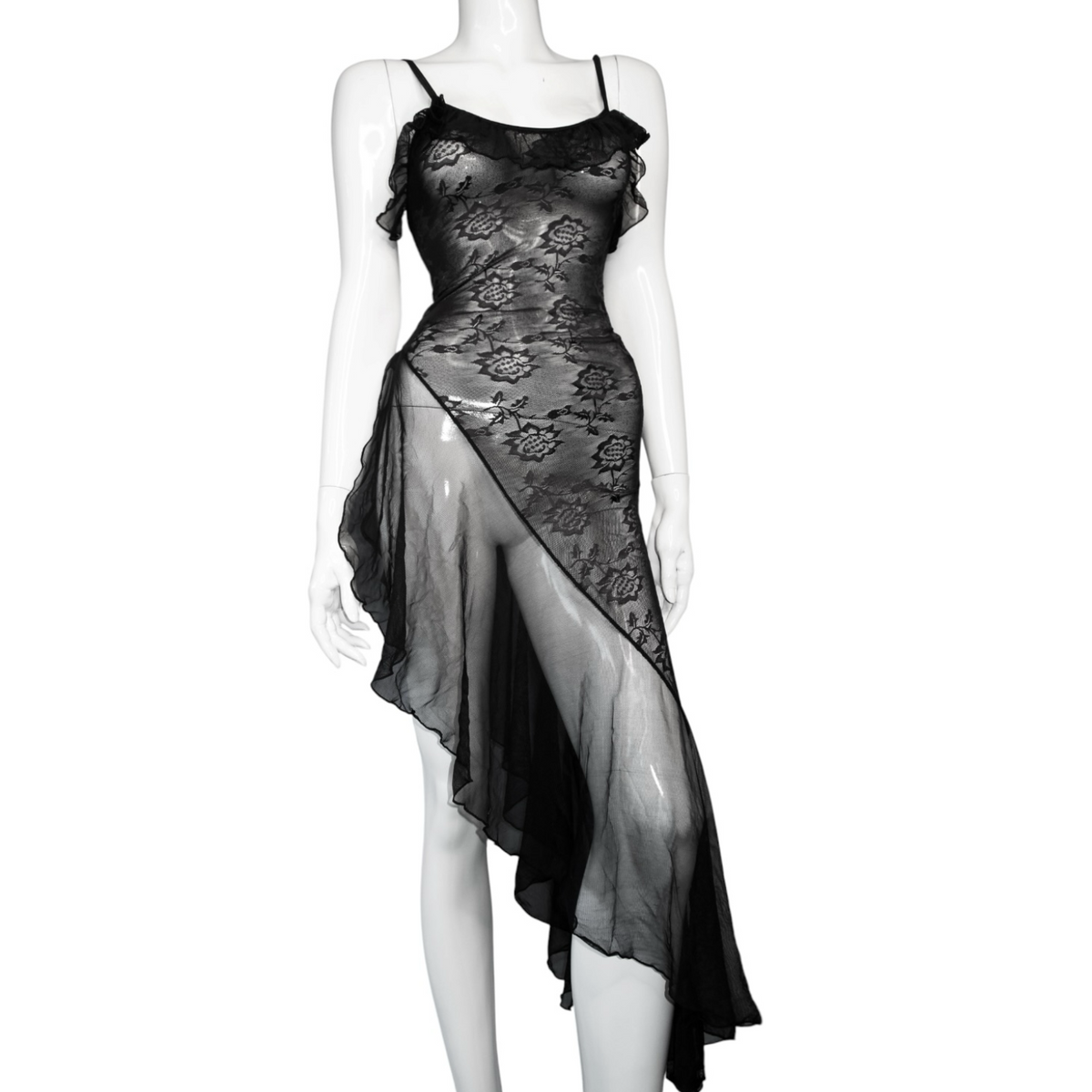 + Asymmetrical lace dress +