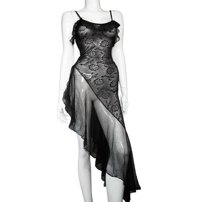+ Asymmetrical lace dress +