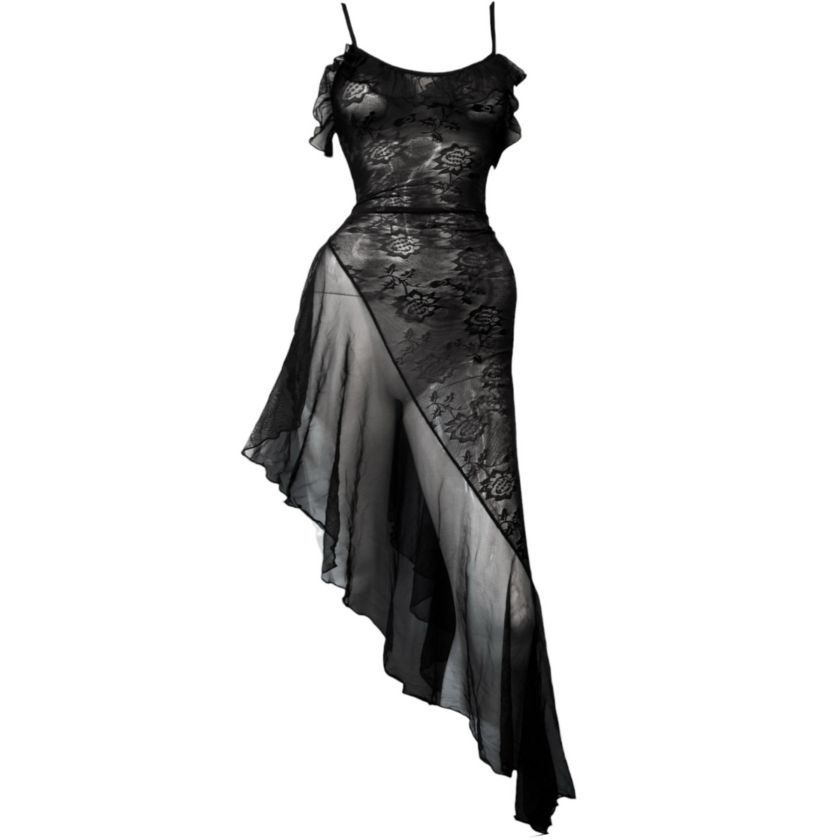 + Asymmetrical lace dress +