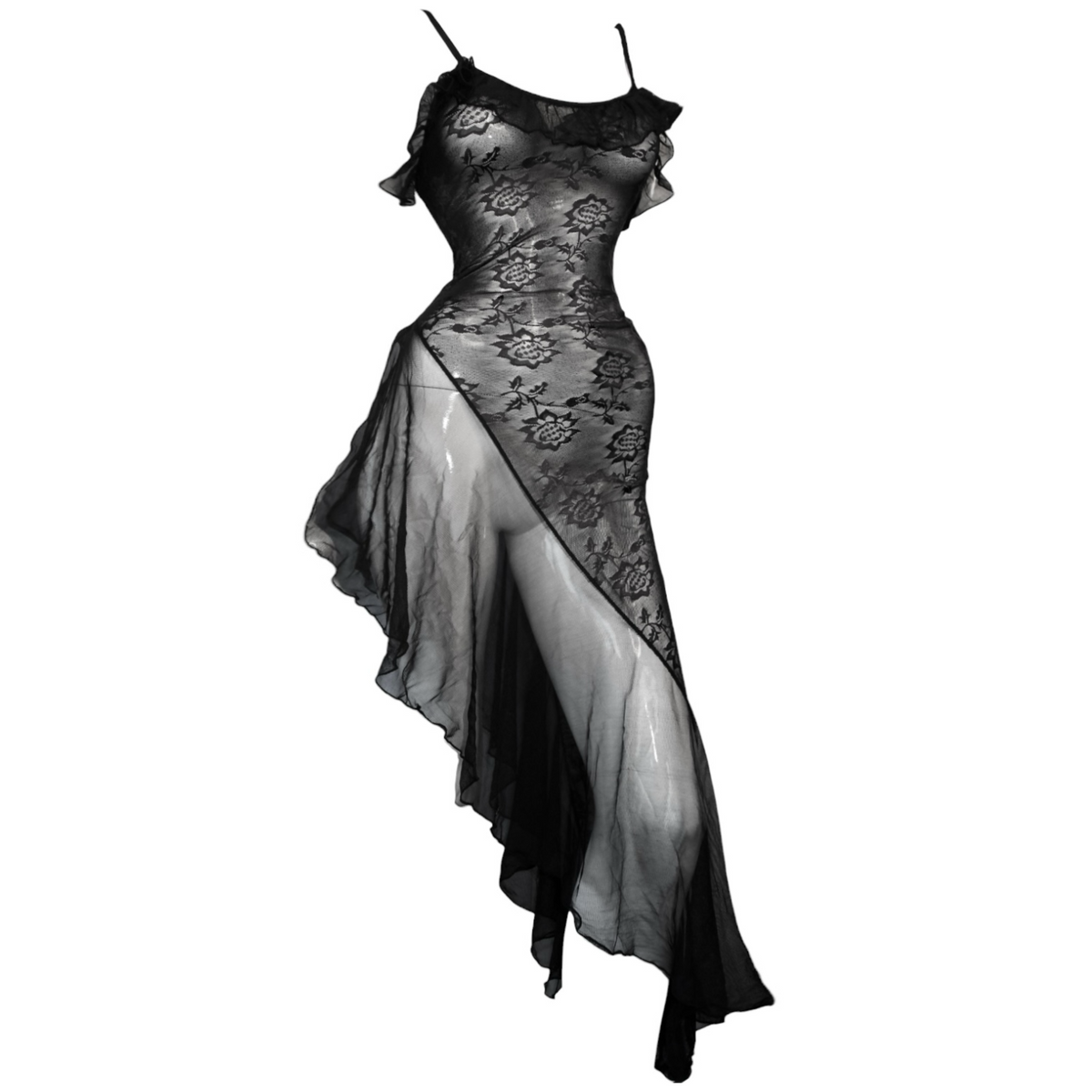 + Asymmetrical lace dress +