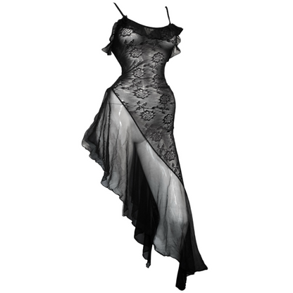 + Asymmetrical lace dress +