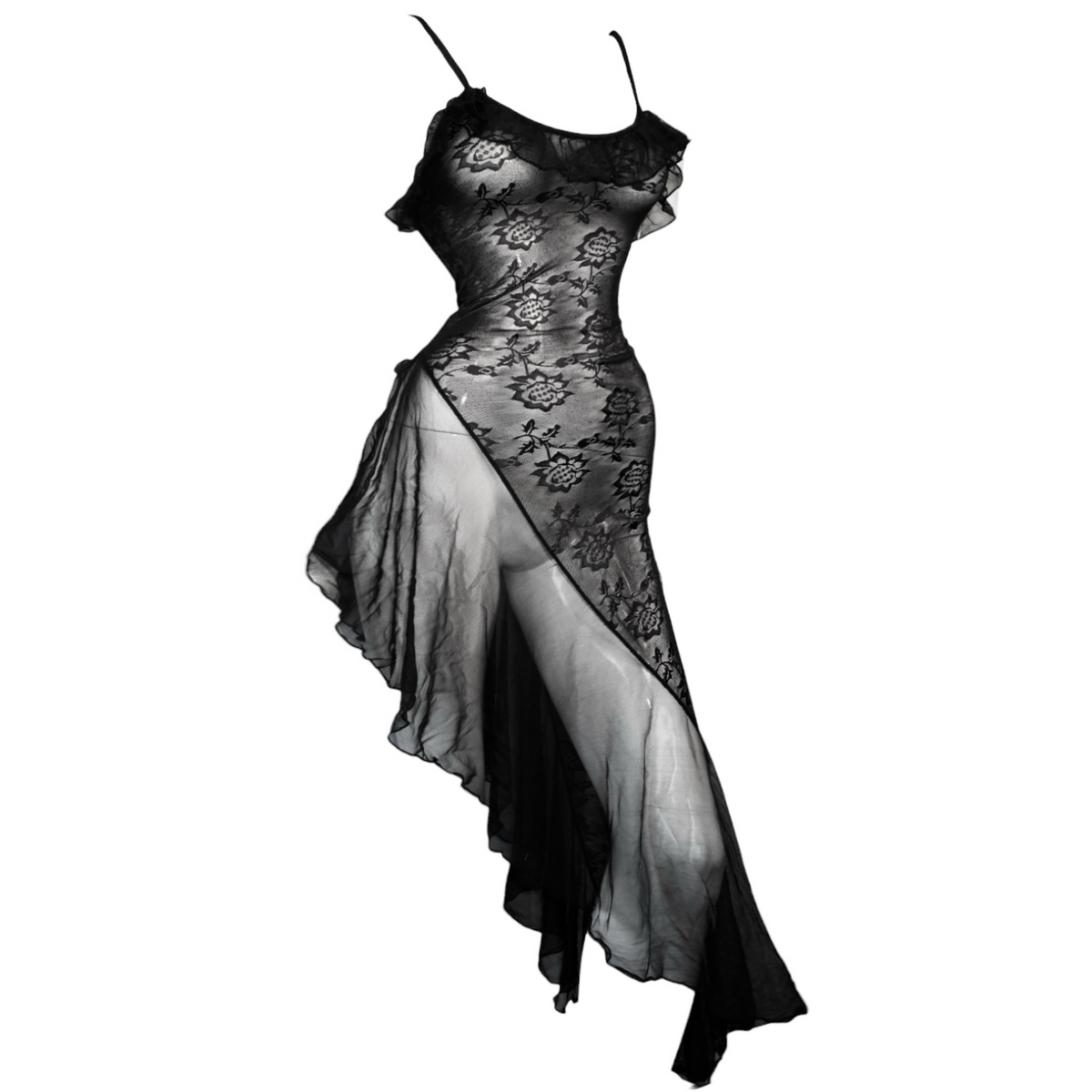 + Asymmetrical lace dress +