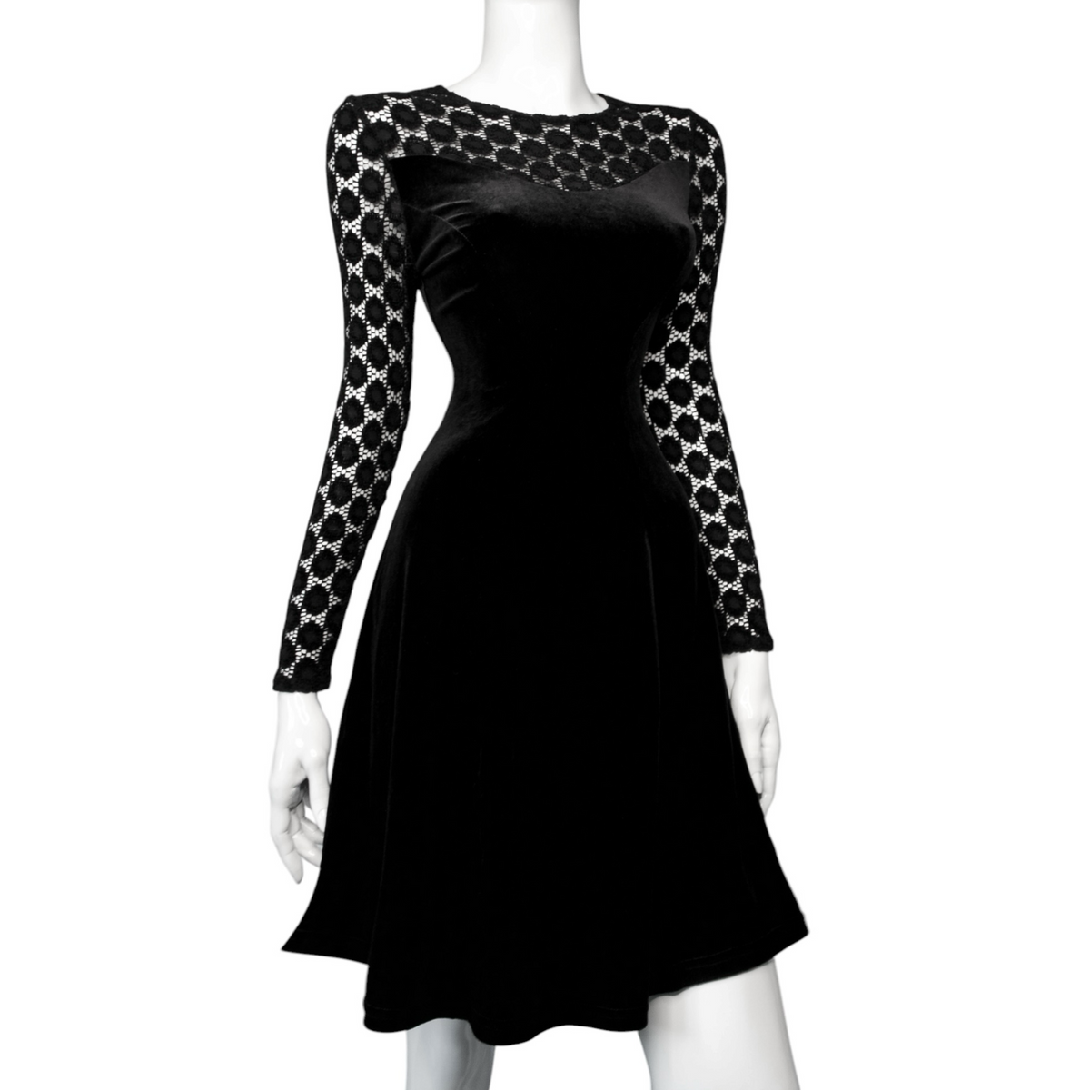+ Velvet mini gothic dress +
