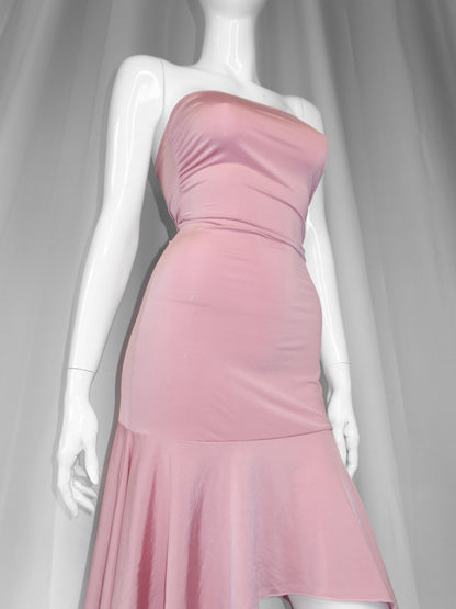 + Asymmetrical pink tube dress +