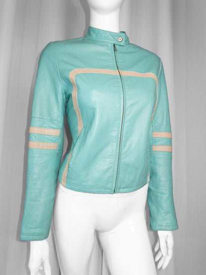 + Electric blue biker jacket +
