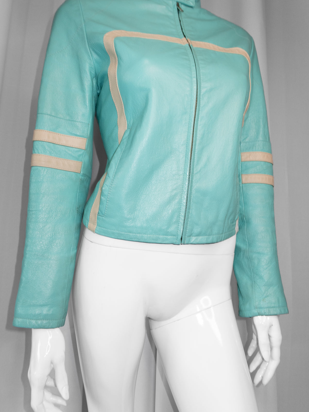 + Electric blue biker jacket +