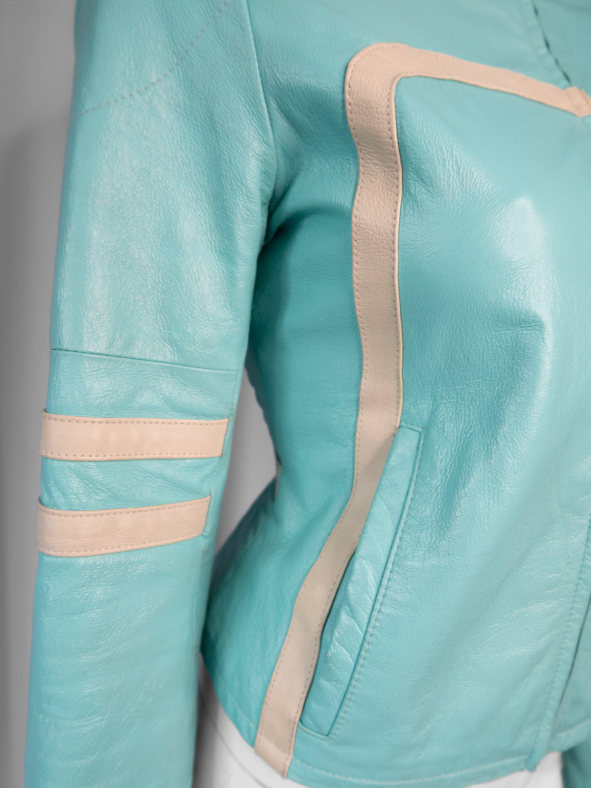 + Electric blue biker jacket +
