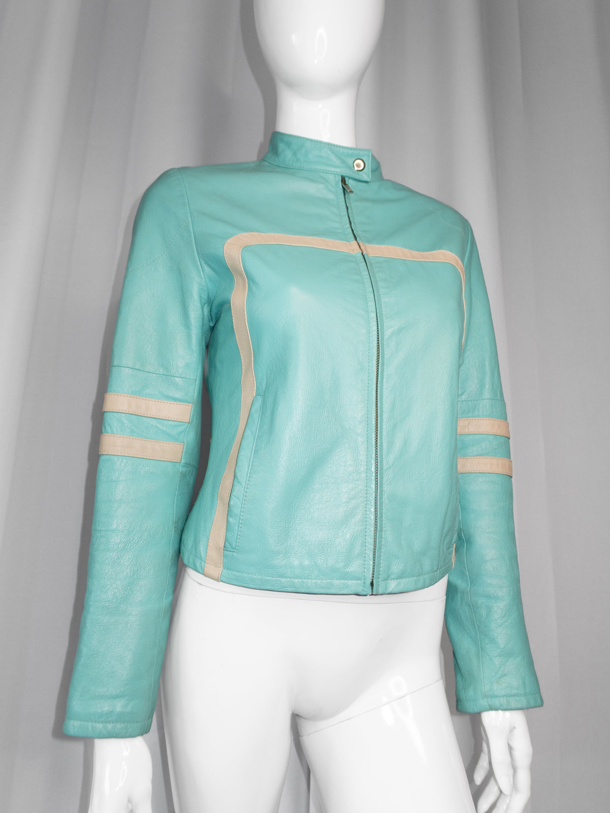 + Electric blue biker jacket +