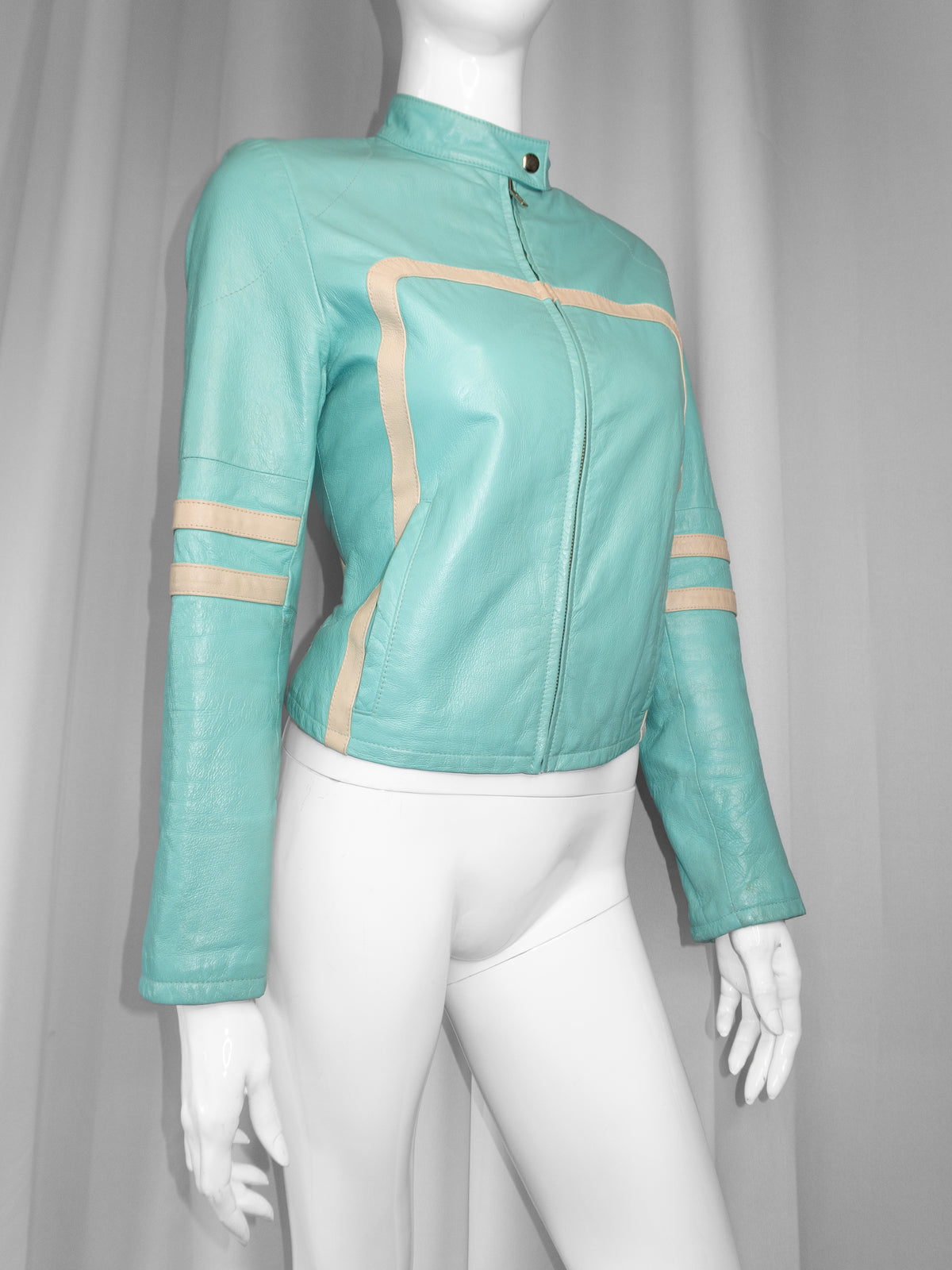 + Electric blue biker jacket +