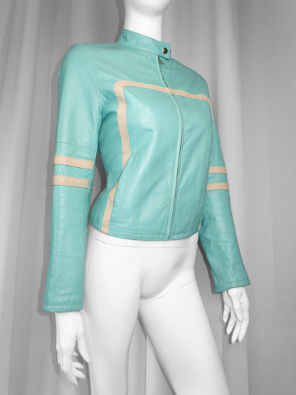 + Electric blue biker jacket +