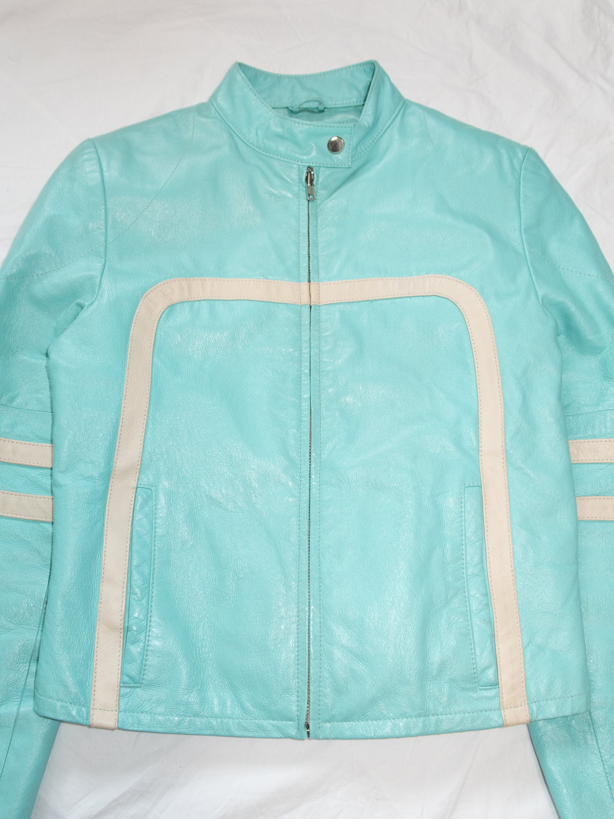 + Electric blue biker jacket +