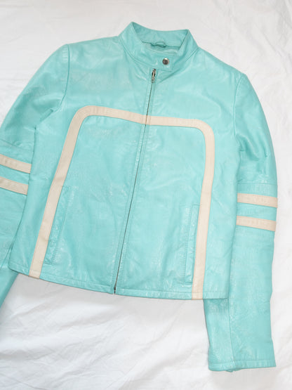 + Electric blue biker jacket +