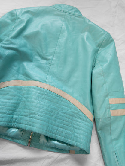 + Electric blue biker jacket +