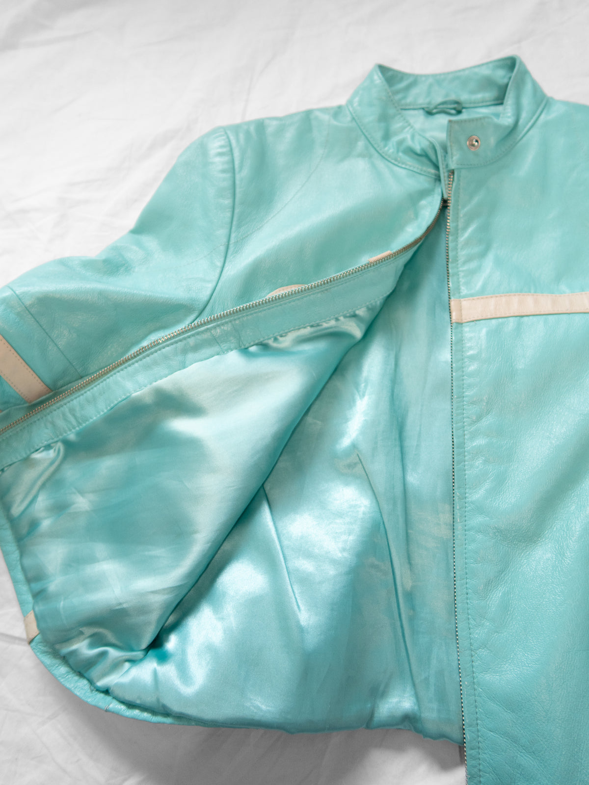 + Electric blue biker jacket +