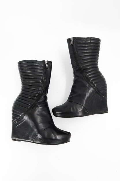 + Vintage Leather Wedge Boots +