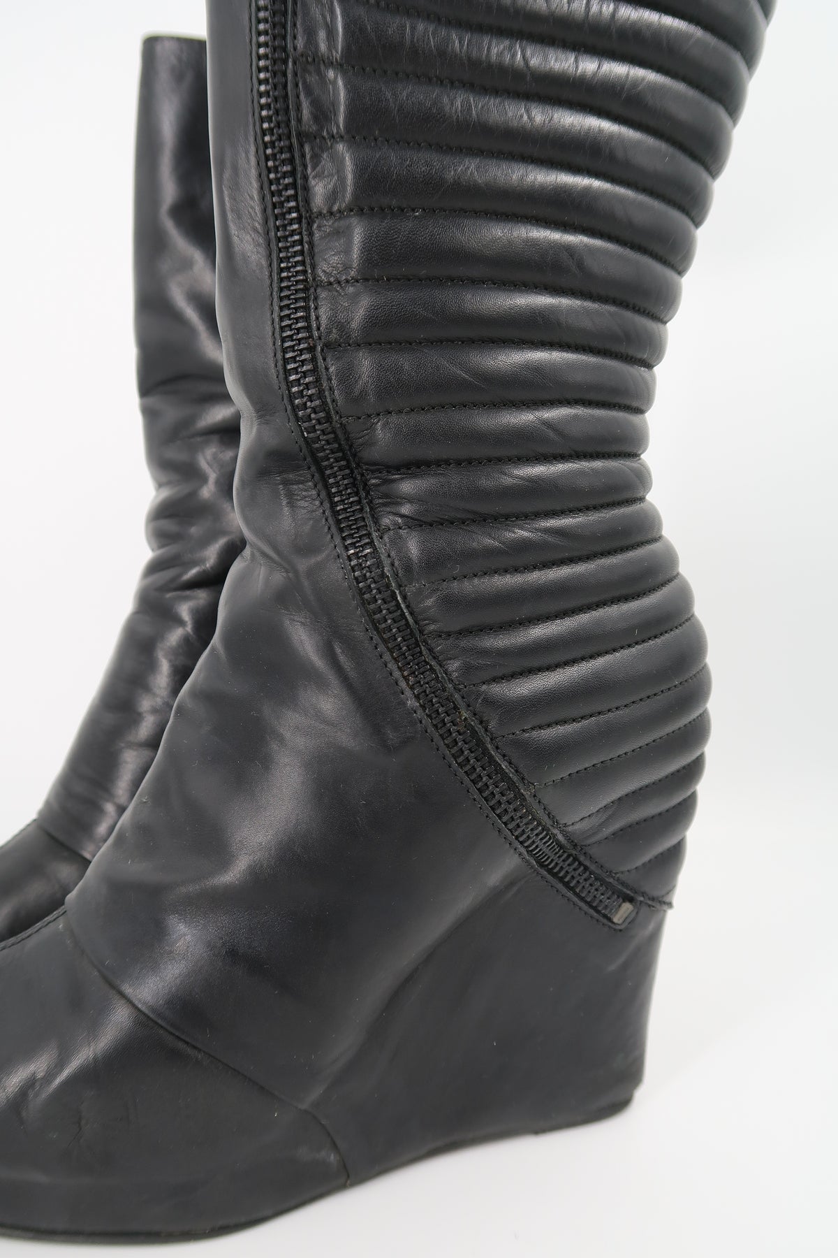 + Vintage Leather Wedge Boots +