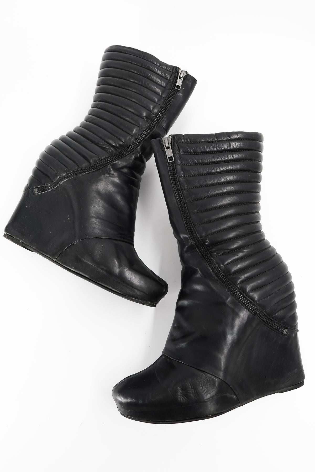 + Vintage Leather Wedge Boots +
