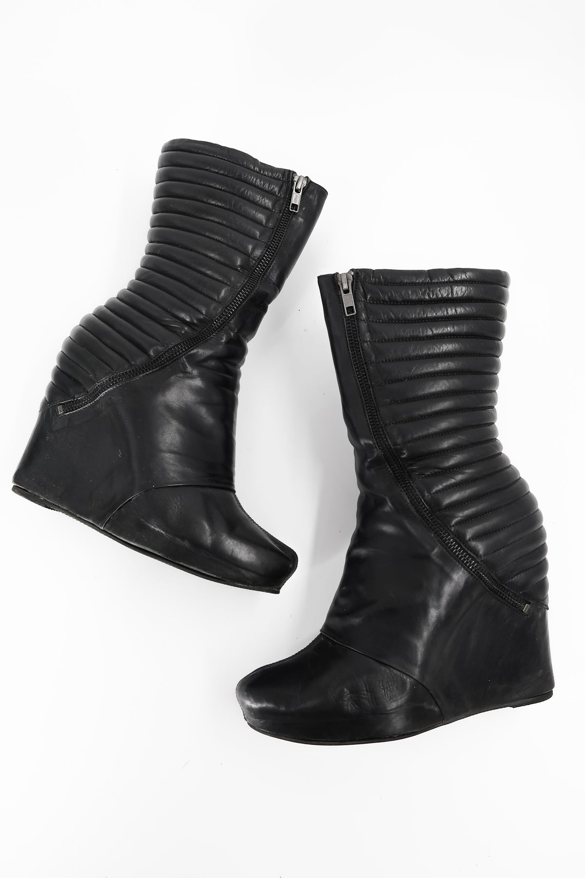+ Vintage Leather Wedge Boots +