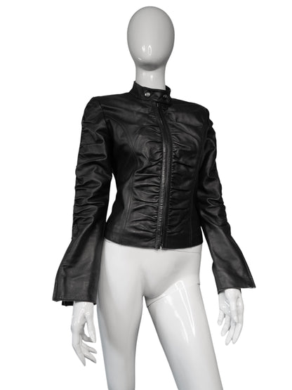 + Leather drapery jacket +