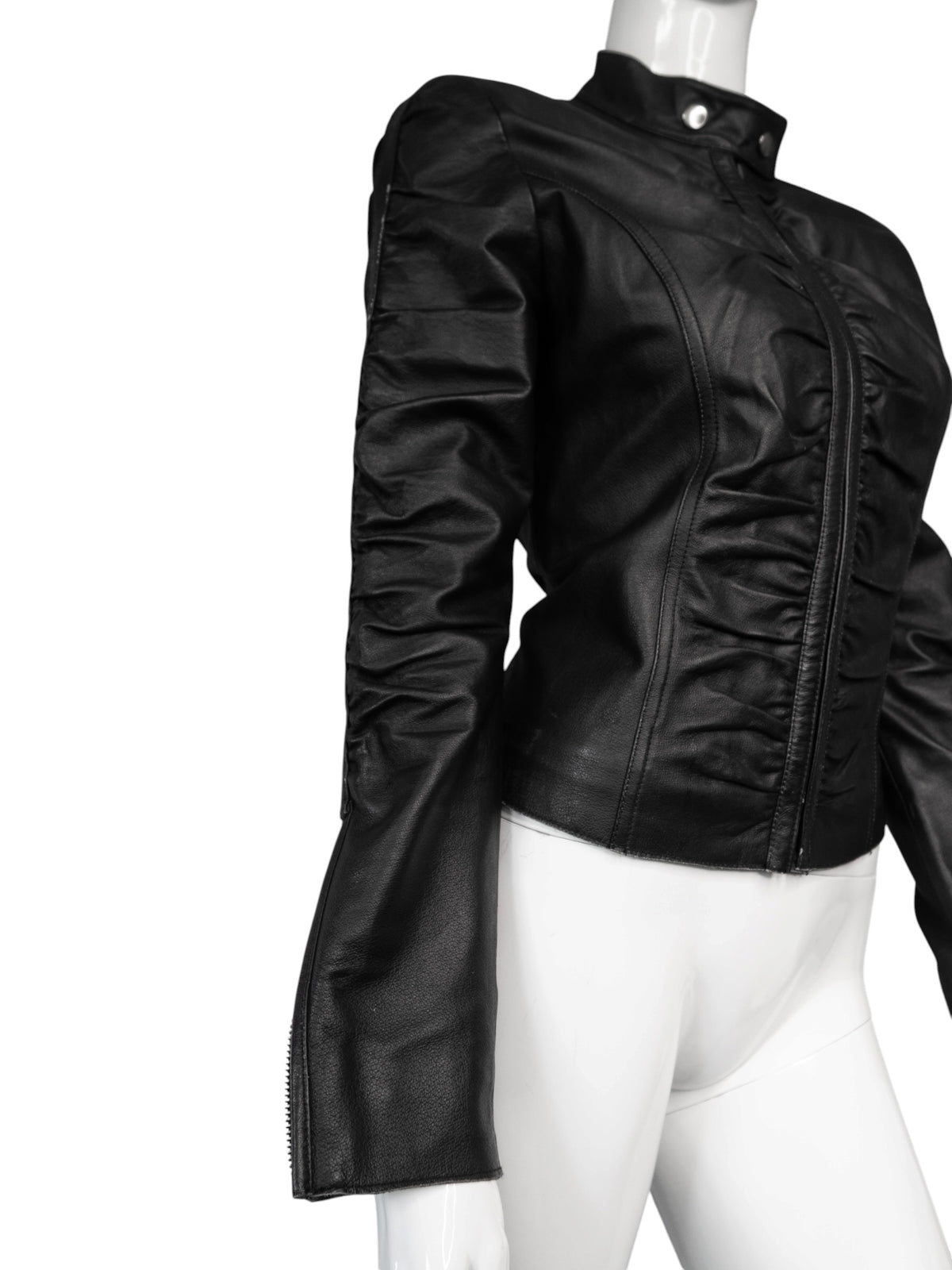 + Leather drapery jacket +